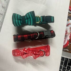 Chic Dog Collar Set with Bow Ties - Green, Red, Black